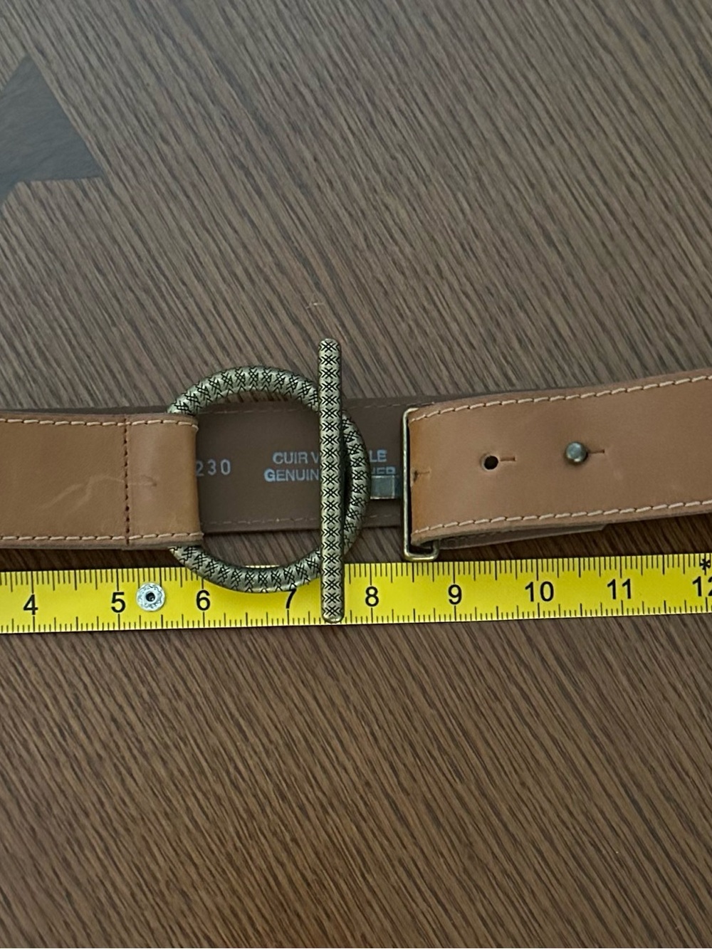 Leather Ring-Buckle Belt in Cognac Brown - Picture 4 of 7
